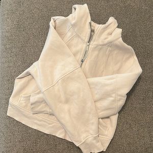 XS/S Scuba half zip crop hoodie in Bone